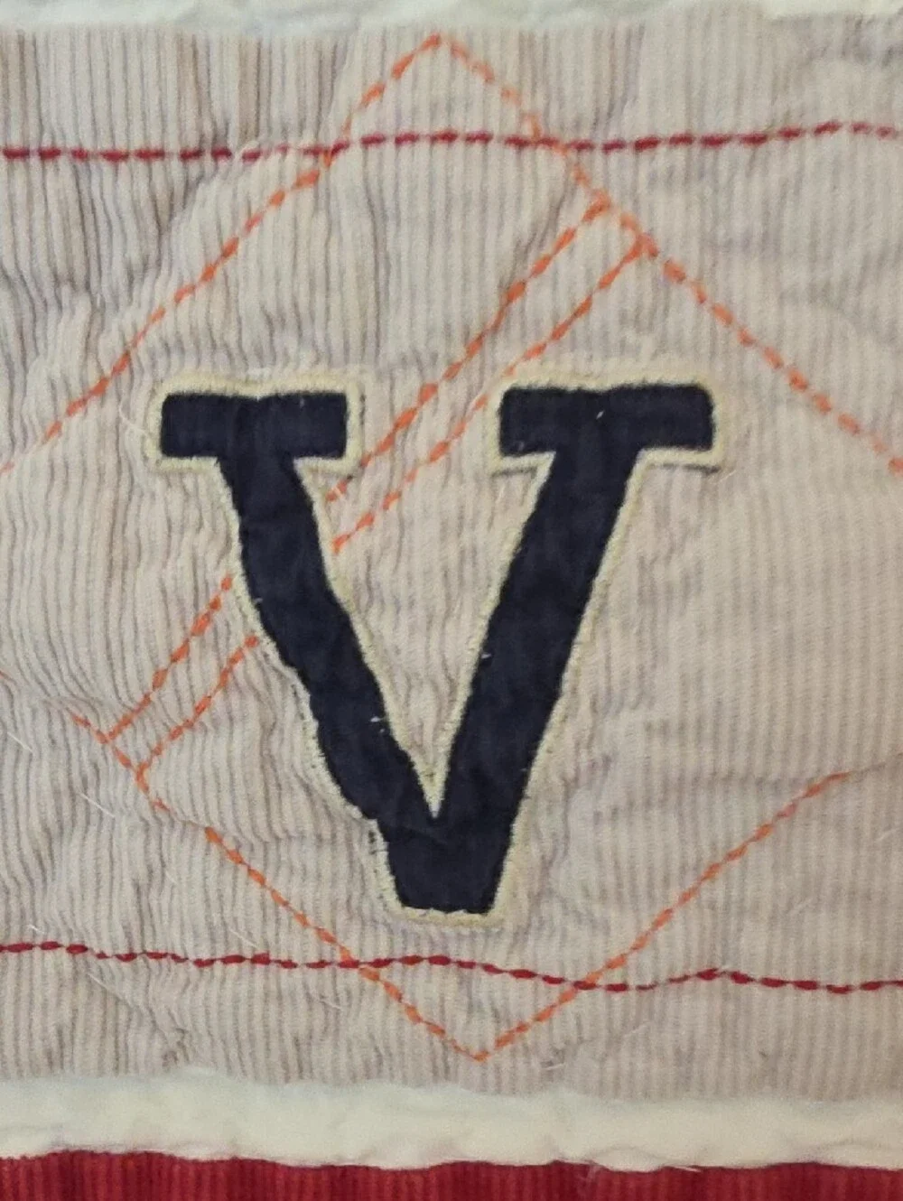 Pottery Barn Kids Junior Varsity Red Navy Sports Patchwork Quilted Toddler Crib